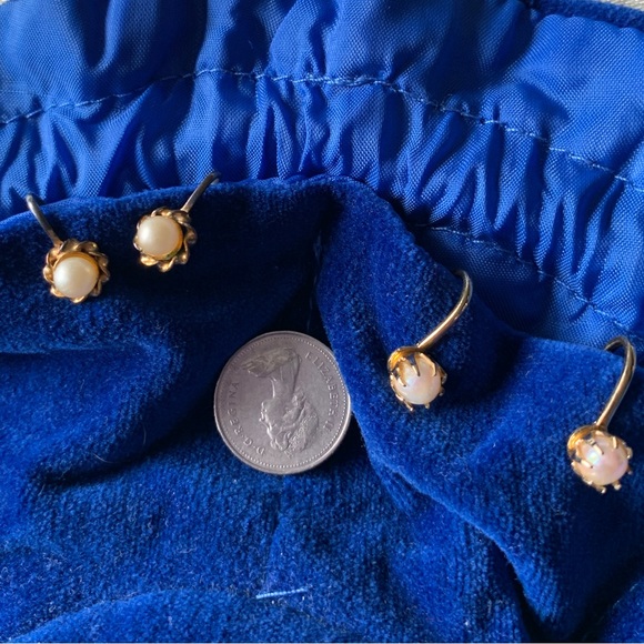 Vintage 1950 pearl earrings 1 set is real pearl - Picture 5 of 15